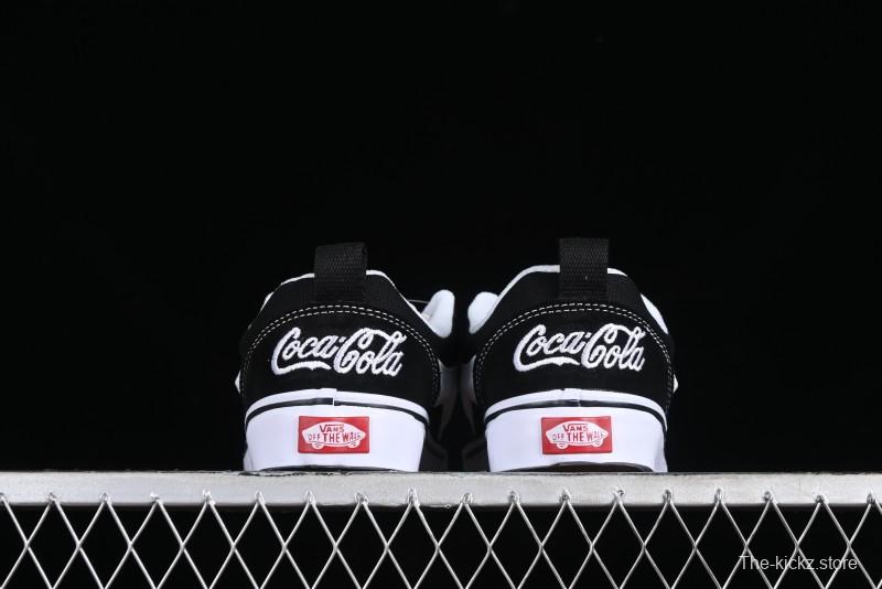 Vans Classics Knu Skool Coca-Cola Collaboration Black White Embroidery Chunky Tongue Sneakers - VN0009QC6BTI