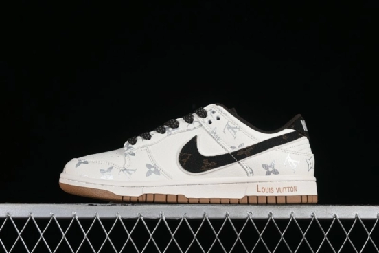 Nike Dunk Low LV Louis Vuitton - Beige Black Denim Anniversary High-End Custom Sneakers - DQ1098-341