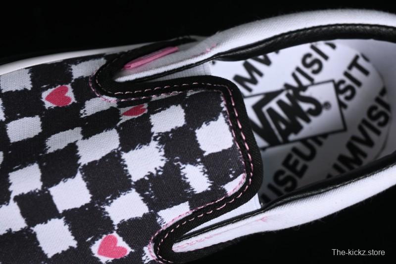 Vans Slip-On Classic Collaborative Hand-Painted Graffiti with Pink Accents and Crystal Outsole Checkerboard Slip-On - VN000CT5BPA