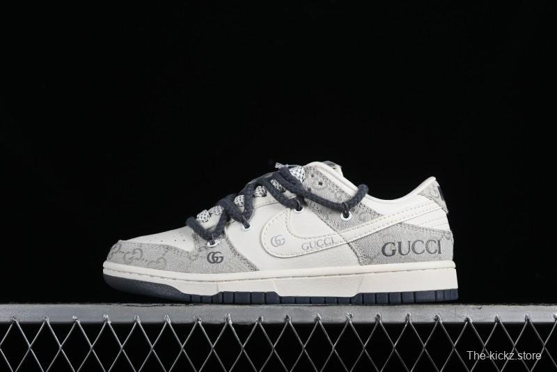 Nike SB Dunk Low Gucci Collaboration - Lace-Up Ash Anniversary High-End Custom Low-Top Casual Sneakers - SJ2068-263