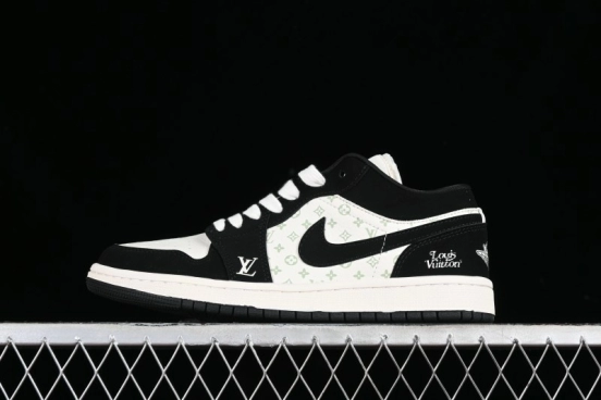 Nike Air Jordan 1 Low LV Collaboration - Black White Panda Custom Culture Casual Sneakers SJ9950-001