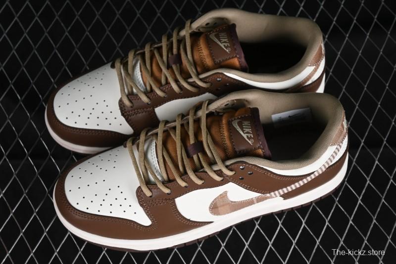 Nike Dunk Low SB White Brown Plaid Casual Skate Shoes - FV3653-191