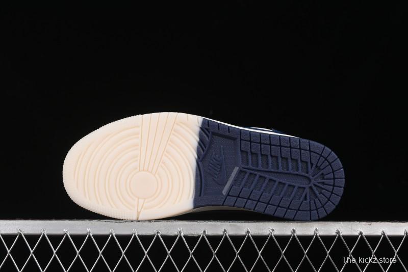 Nike Travis Scott x Fragment Design x Air Jordan 1 Low OG SP AJ1 Gucci Collaboration - Silver Logo Blue Swoosh Low Top Casual Sneakers - XY2688-118