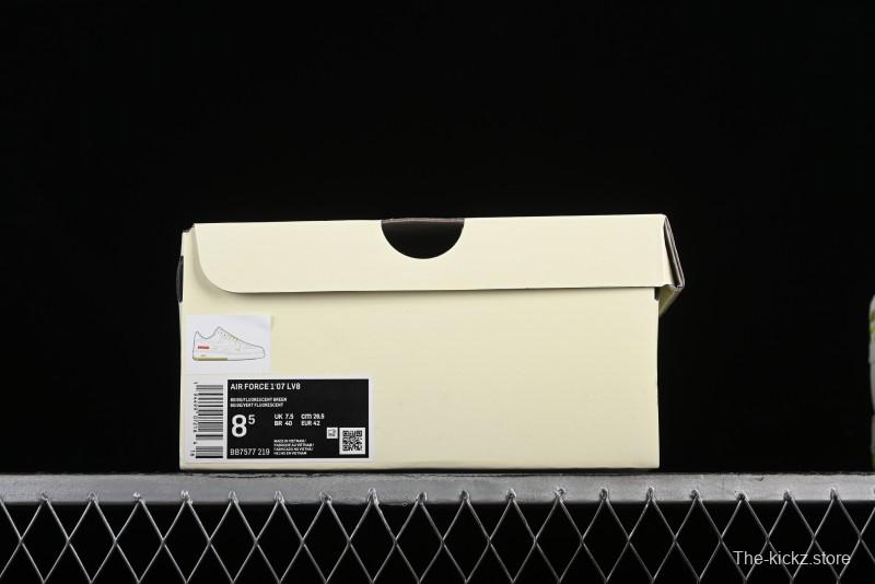 Nike Air Force 1 '07 Low Supreme Casual Sneakers in White-Fluorescent Green - BB7577-219
