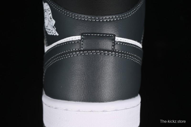 Nike Air Jordan 1 Mid AJ1 White Black Grey Mid-Top Casual Sneakers - DQ8426-001