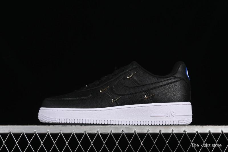 Nike Air Force 1 '07 Low Black Gold Swoosh Casual Sneakers - CT1990-001