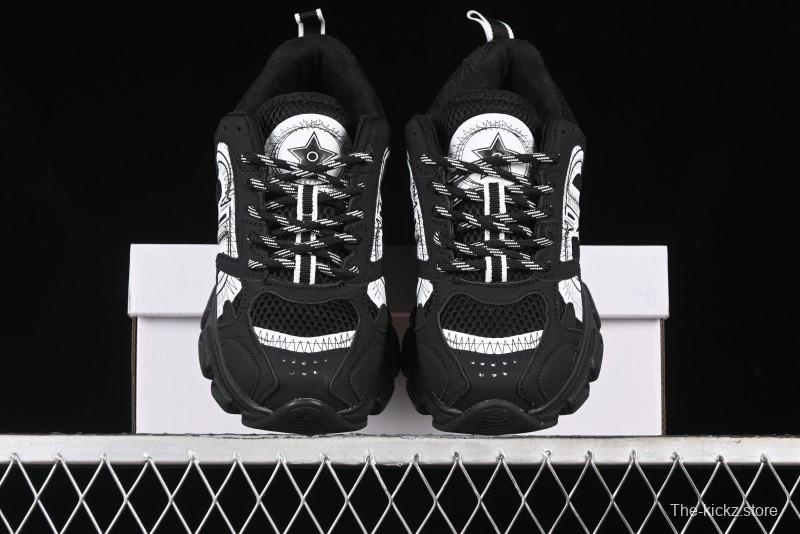 Dior Chrono Round Toe Lace-Up Lifestyle Casual Running Sneakers - 6865 BLACK WHITE