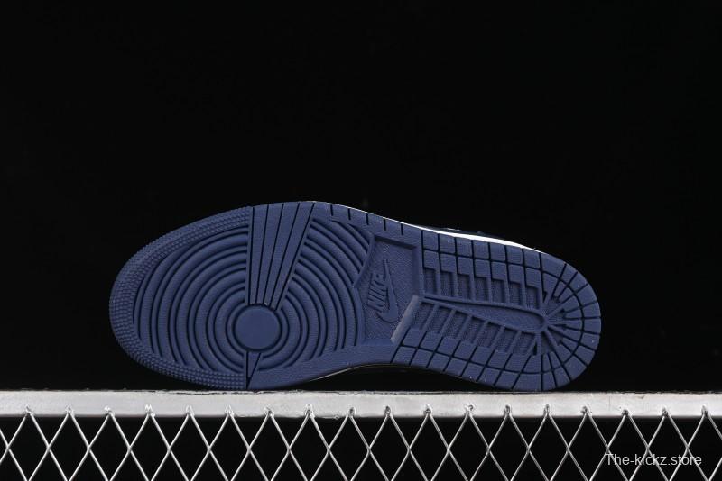 Nike Travis Scott x Fragment Design x Air Jordan 1 Low OG SP AJ1 Supreme Collaboration - Dark Blue Swoosh Low-Top Casual Sneakers - XZ2268-001