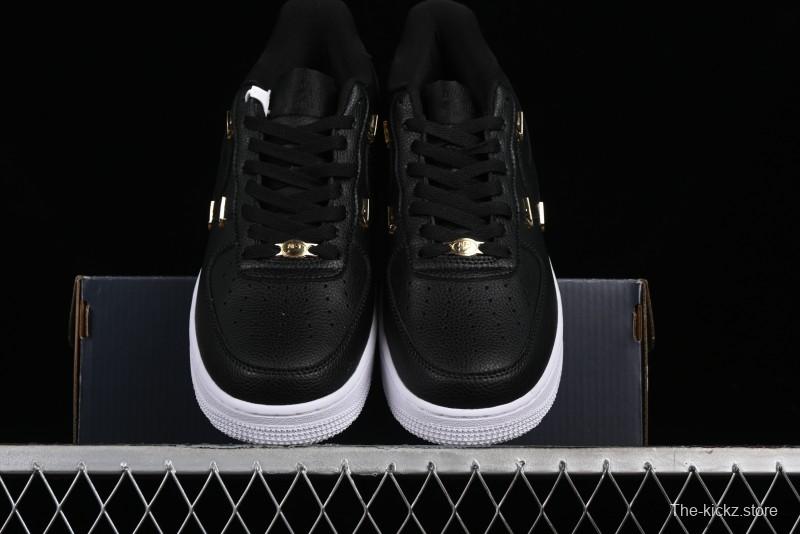 Nike Air Force 1 '07 Low Black Gold Swoosh Casual Sneakers - CT1990-001