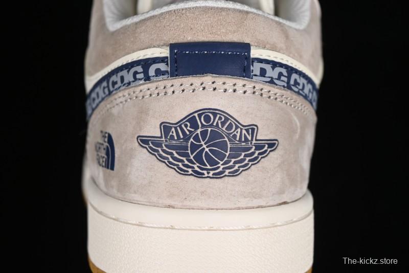 Nike Air Jordan 1 Low AJ1 The North Face Collaboration - White Grey Brown Custom High-End Basketball Shoes - LJ6688-001
