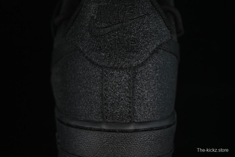 Nike Air Force 1 '07 Low Cleanfit High Street Retro Style All Black Star-Studded Diamond Accents Lace-Up Low-Top Casual Sneakers - ZH0316-030