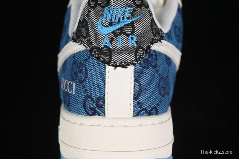 Nike Air Force 1 '07 Low Gucci Collaboration - Blue Floral Print Casual Sneakers - BB9577-101