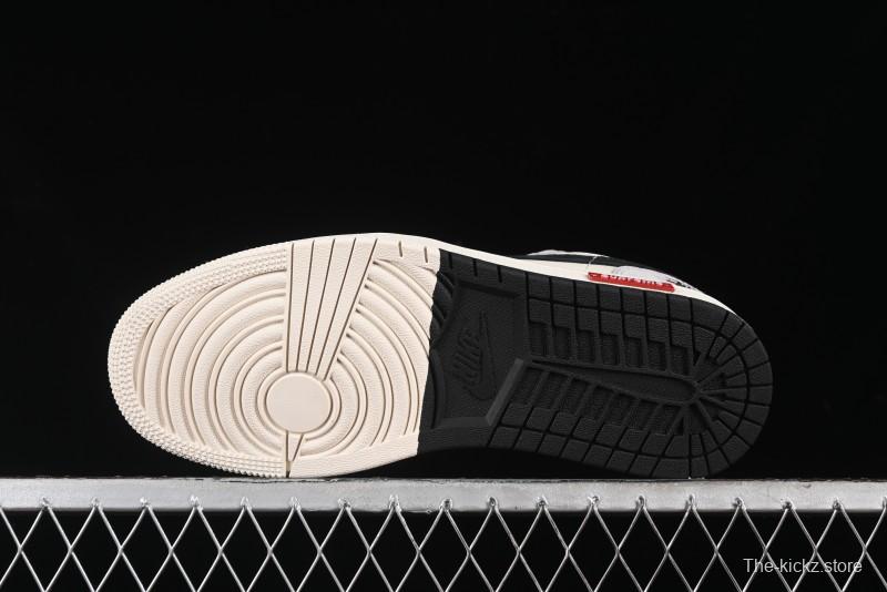 Nike Air Jordan 1 Low Stussy Collaboration - Grey Black Red Label Retro Basketball Shoes - SJ9950-034