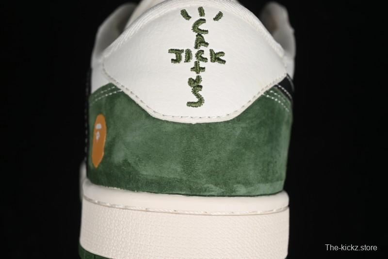 Nike Travis Scott x Fragment Design x Air Jordan 1 Low OG SP AJ1 Bape Collaboration - Jungle Green Low Top Casual Sneakers - XY2688-107