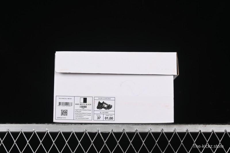 Dior Chrono Round Toe Lace-Up Lifestyle Casual Running Sneakers - 6865 WHITE BLACK