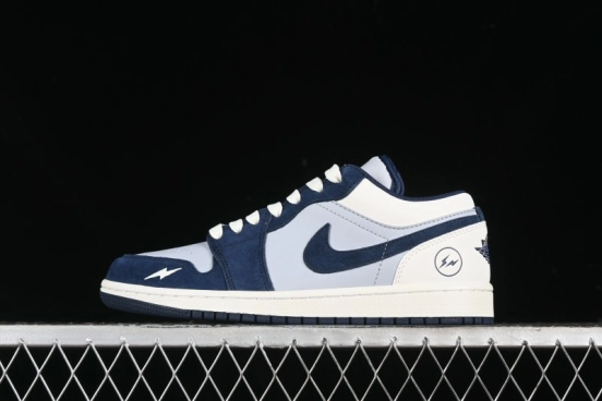 Nike Air Jordan 1 Low Retro Basketball Shoes in White Grey Blue - DC2024-026