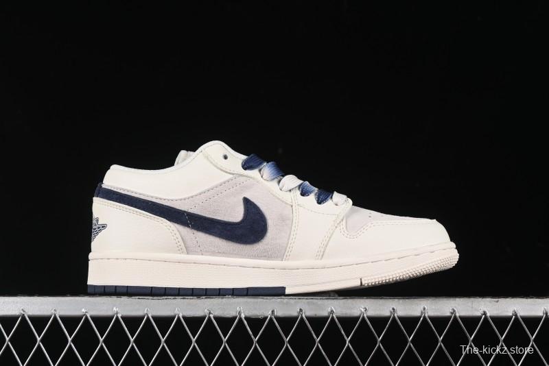 Nike Air Jordan 1 Low Supreme Collaboration - Deep Blue Two-Tone Sole Retro Basketball Shoes - SJ9950-020