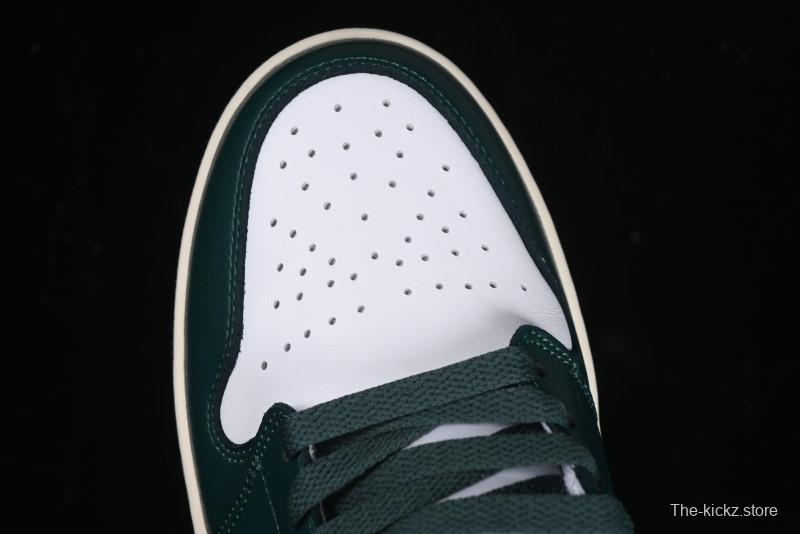 Nike Air Jordan 1 Mid Basketball Shoes in White/Oxidized Green - BQ6472-133