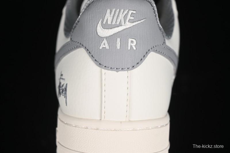 Nike Air Force 1 '07 Low Stussy Collaboration - Brushed Grey Low-Top Casual Sneakers - XZ3328-005