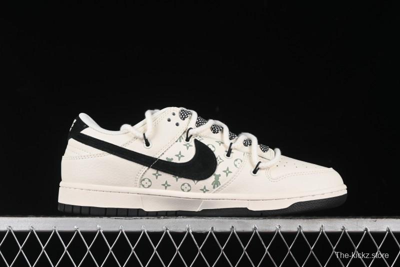 Nike SB Dunk Low Violent Bear Series - Lace-Up Beige with Black Swoosh Anniversary High-End Custom Low-Top Casual Sneakers - SJ2068-291
