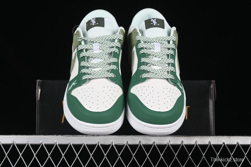 Nike SB Dunk Low Saint Laurent Series - White Green Swoosh Anniversary High-End Custom Low-Top Casual Sneakers - GF2409-170