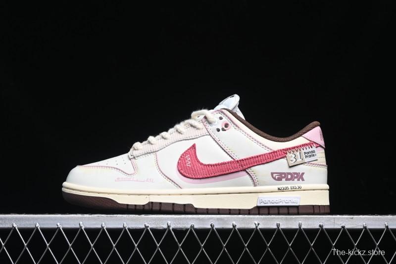 Nike Dunk Low Retro Casual Sneakers in Brown and Sail with Panda Mischief Skyline Theme - DD1503-124