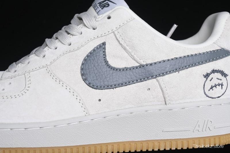 Nike Air Force 1 '07 Low Ghostface Collaboration - Light Grey Pigskin Low-Top Casual Sneakers - DF0188-022