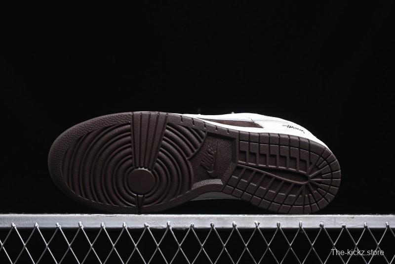 Nike SB Dunk Low Stussy Collaboration - Dark Brown White Swoosh Anniversary Custom Low-Top Casual Sneakers - KK1333-012