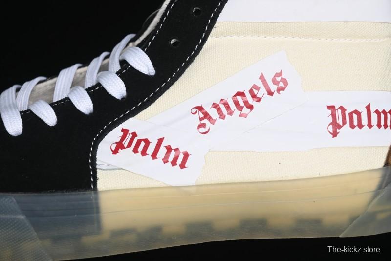 Palm Angels x Vans Sk8-Mid Collaboration Mid-Top Skate Shoes with Distressed Sole - VN000CRPGRN