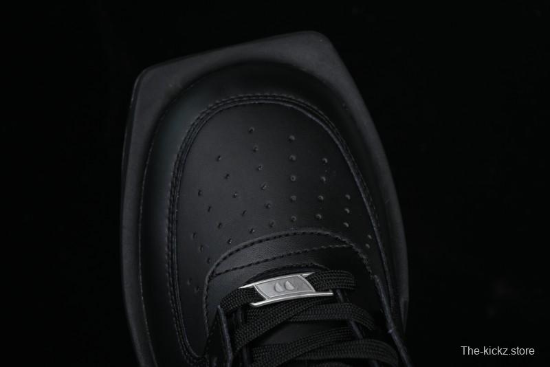 Choco Concert Leather Round Square Asymmetric Fashion Sneakers Black - AJE5