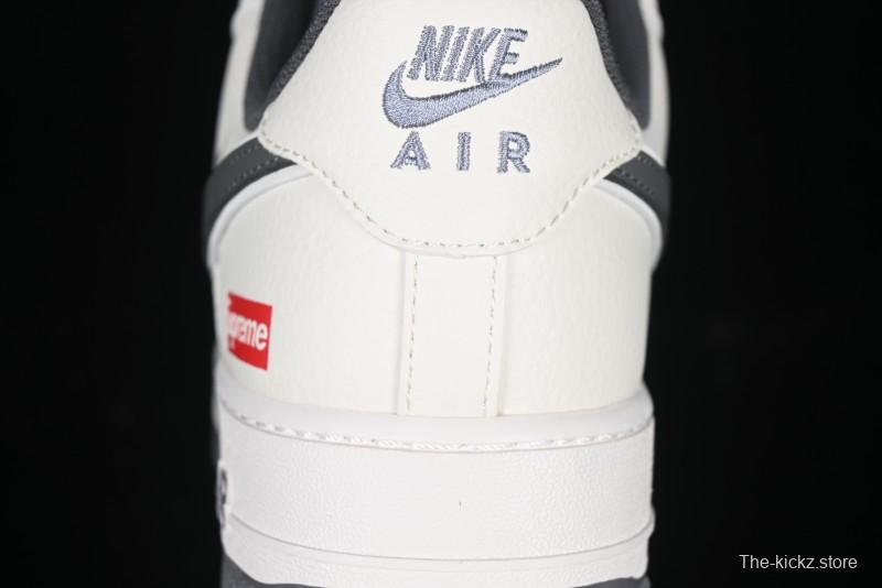 Nike Air Force 1 '07 Low Supreme Collaboration Custom Casual Sneakers with Grey Swoosh - DM6688-056