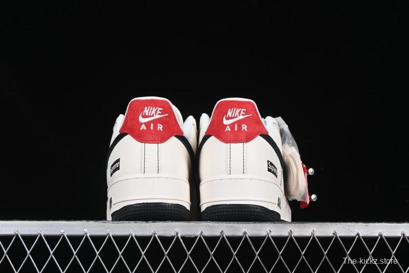 Nike Air Force 1 '07 Low Supreme Collaboration Casual Sneakers in Beige Black Red - BB7518-019