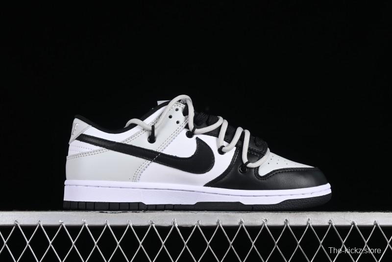 Nike Dunk Low Letter Panda Black Grey High Street Deconstructed SB Strap Low-top Casual Skate Shoes - CW1590-100