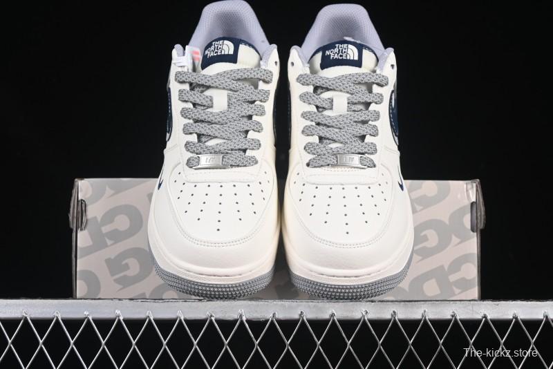 Nike Air Force 1 '07 Low The North Face Collaboration Grey Blue Double Swoosh Casual Sneakers - XS1958-520