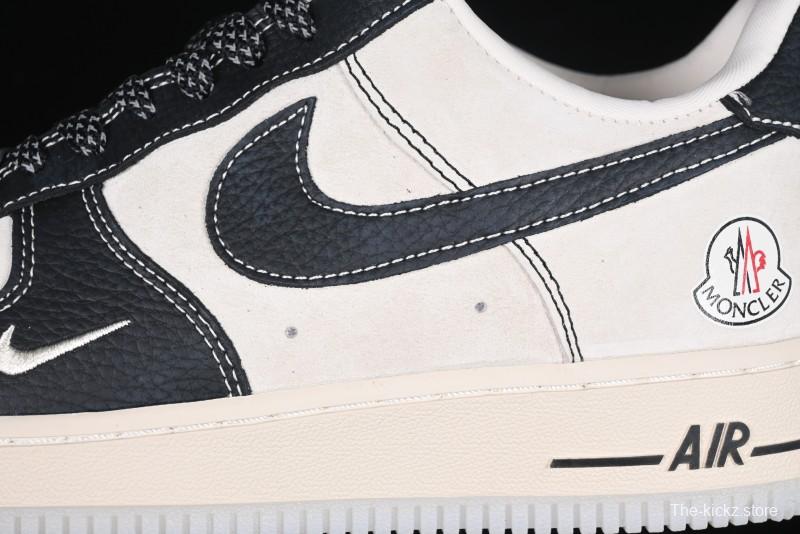 Nike Air Force 1 '07 Low Moncler Collaboration - Black Lychee Grain Pigskin Low-Top Casual Sneakers - CH6336-514