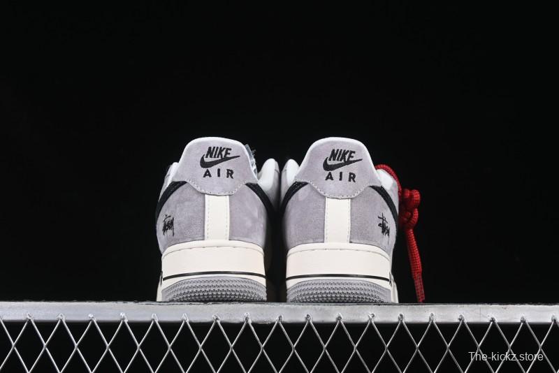 Nike Air Force 1 '07 Low Stussy Collaboration Black Grey Patchwork Low-Top Casual Sneakers - XZ6188-363