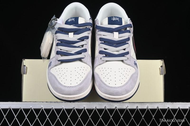 Nike SB Dunk Low Stussy Collaboration Black Burgundy Swoosh Anniversary Custom Low-Top Casual Skate Shoes - DM6868-022