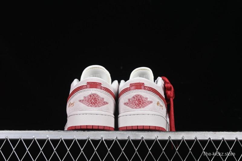 Nike Air Jordan 1 Low Retro Basketball Shoes Snake Year Limited Edition with Red Swoosh - XX3318-513