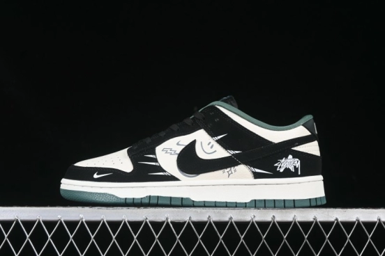Nike SB Dunk Low Stussy Series Graffiti Black Swoosh Anniversary Custom Low-Top Casual Skate Shoes - KK1333-035