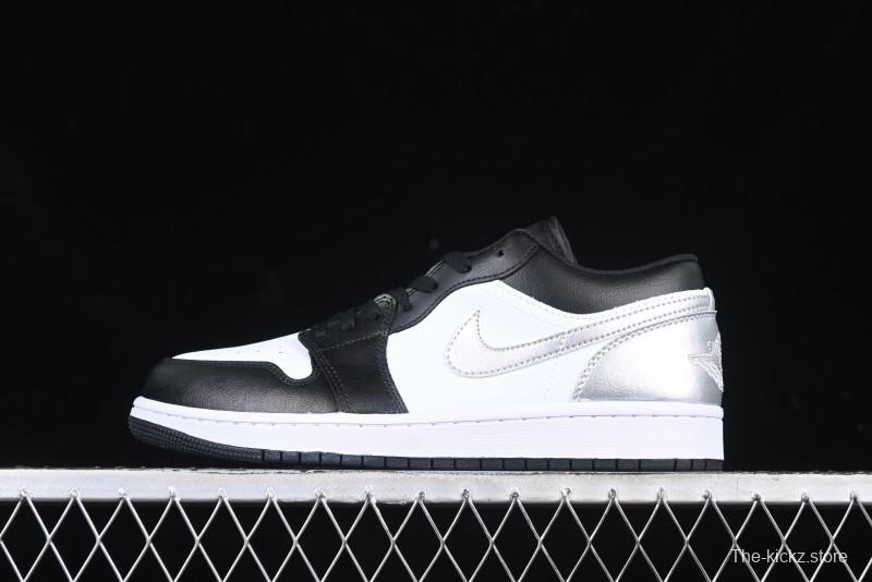 Nike Air Jordan 1 Low AJ1 Basketball Shoes in Black White Silver - 553558-131