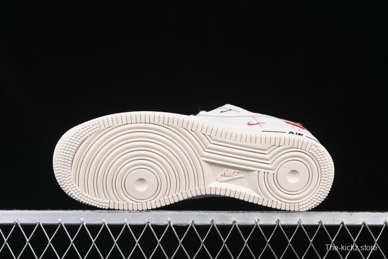 Nike Air Force 1 '07 Low Supreme Champion Collaboration Off-White Mini Swoosh Casual Sneakers - SJ6698-020