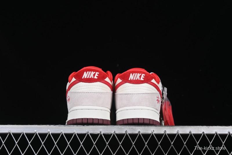 Nike SB Dunk Low Stussy Anniversary Edition Custom Sneakers with Red Swoosh - KK1333-021