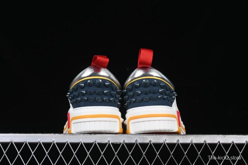 Christian Louboutin Funnyto Flat Comfortable Fashion Low-Top Sneakers in White Yellow Red - X.D4