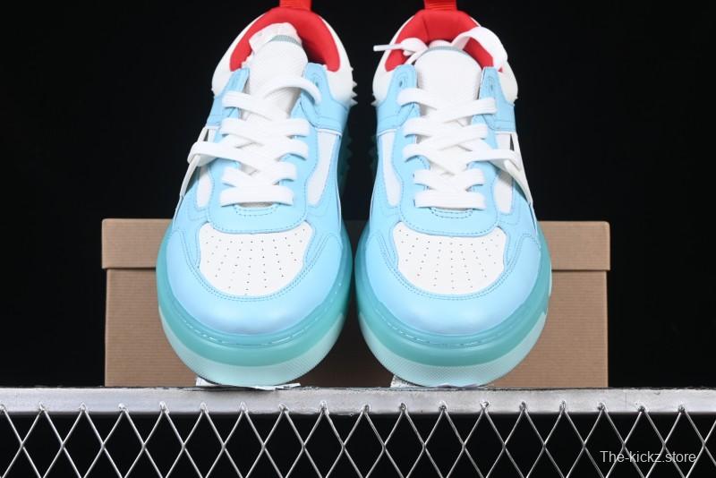 Christian Louboutin Funnyto Flat Comfortable Fashion Low-Top Sneakers with Raw Ice Blue Sole - X.D4