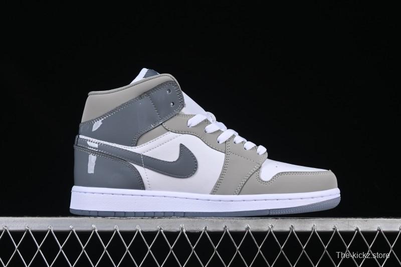 Nike Air Jordan 1 Mid AJ1 White Grey Mid Top Casual Sneakers - HF3193-100