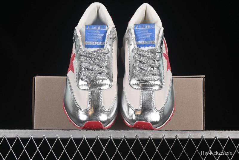 Golden Goose Marathon White Red Silver Comfortable Low-Top Lifestyle Sneakers - H8D4