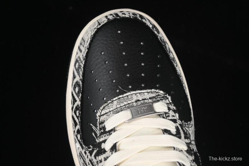 Nike Air Force 1 '07 Low Dior Collaboration Pattern Black White Swoosh Casual Sneakers - XS1958-581