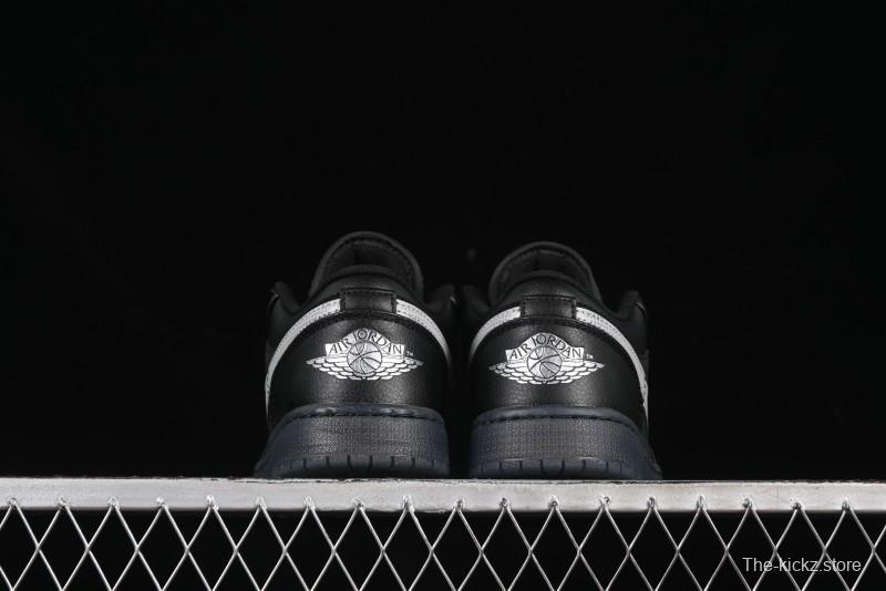 Nike Air Jordan 1 Low AJ1 Basketball Shoes Black White Canvas Leather Panel - HV5968-001