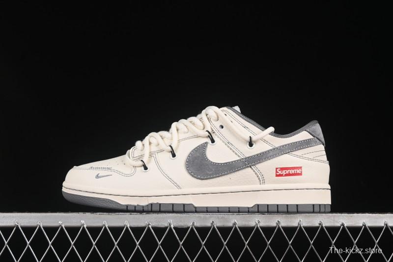 Nike SB Dunk Low Sup Series Strap White Grey Hook Anniversary High-End Custom Low-Top Casual Skate Shoes - YX5066-281