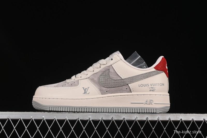 Nike Air Force 1 '07 Low LV Collaboration Beige Grey Snake Swoosh Casual Sneakers - XX3168-130